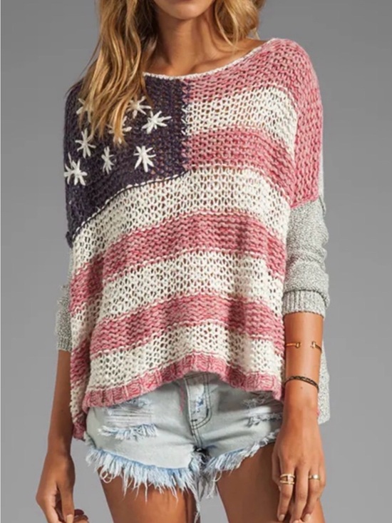 Free People Sweaters - Free People Slouchy American Flag Sweater